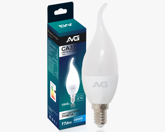 Լուսադիոդային լամպ AVG LED C37-11W-E14-4K մոմ - ի նկար