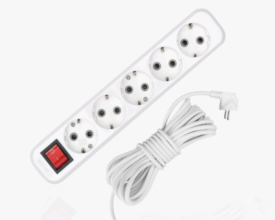 MGP-338 Երկարացման լարի բլոկ լարով 10մ. 5տեղ. հողանցումով ON/OFF - ի նկար